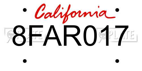 8FAR017 California License Plate