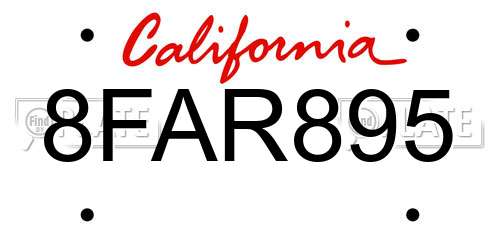 8FAR895 California License Plate
