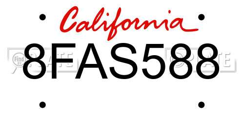 8FAS588 California License Plate