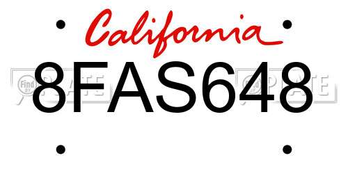 8FAS648 California License Plate