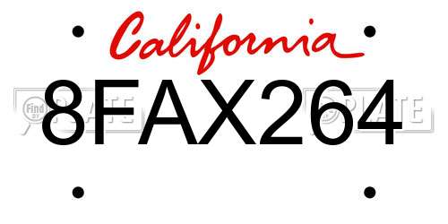 8FAX264 California License Plate