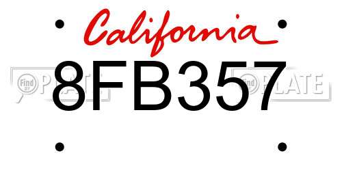 8FB357 California License Plate