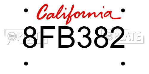 8FB382 California License Plate