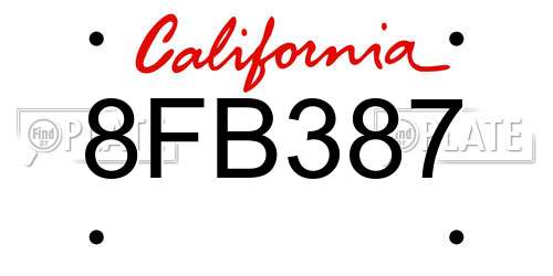 8FB387 California License Plate