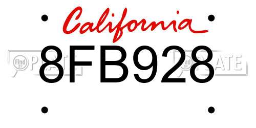 8FB928 California License Plate