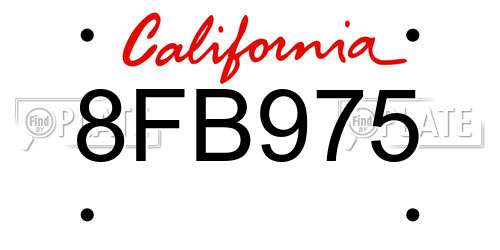8FB975 California License Plate