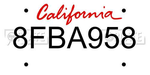 8FBA958 California License Plate