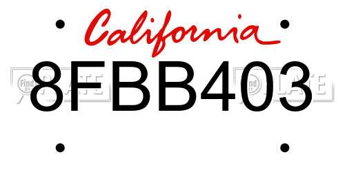 8FBB403 California License Plate