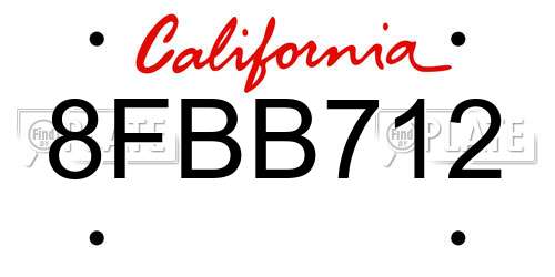 8FBB712 California License Plate