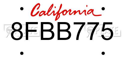 8FBB775 California License Plate