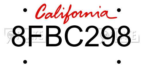 8FBC298 California License Plate