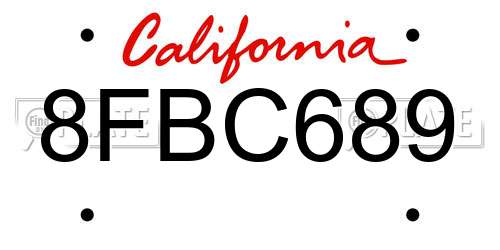 8FBC689 California License Plate