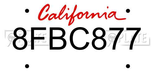 8FBC877 California License Plate