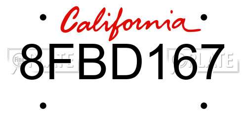 8FBD167 California License Plate