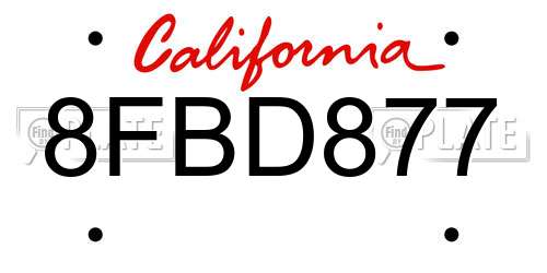 8FBD877 California License Plate