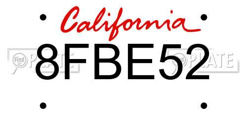 8FBE52 California License Plate