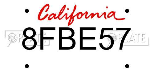 8FBE57 California License Plate
