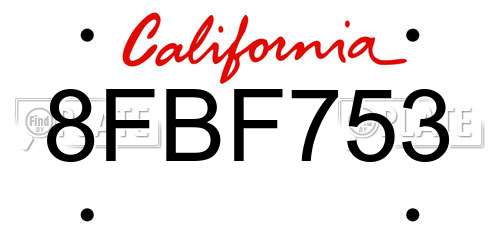8FBF753 California License Plate