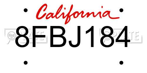 8FBJ184 California License Plate