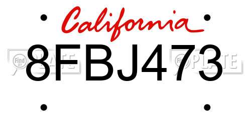 8FBJ473 California License Plate