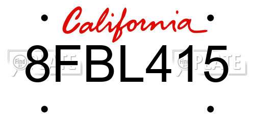 8FBL415 California License Plate