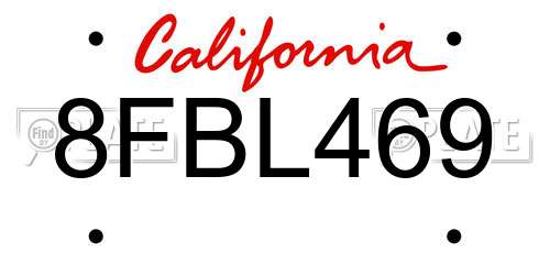 8FBL469 California License Plate