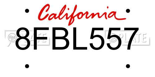 8FBL557 California License Plate