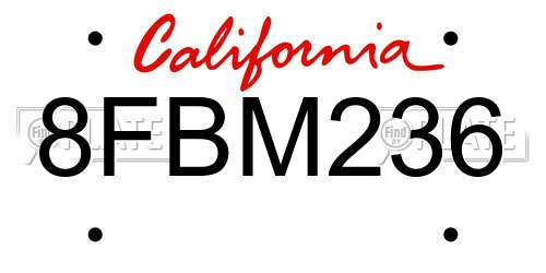 8FBM236 California License Plate