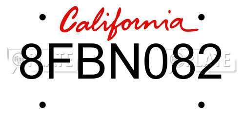8FBN082 California License Plate