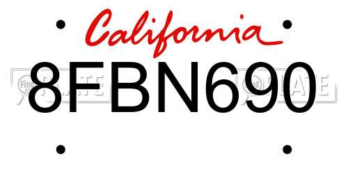 8FBN690 California License Plate