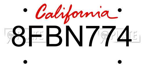 8FBN774 California License Plate
