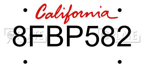 8FBP582 California License Plate