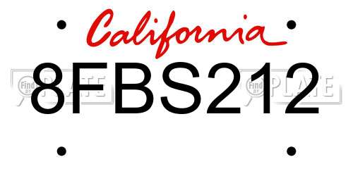 8FBS212 California License Plate