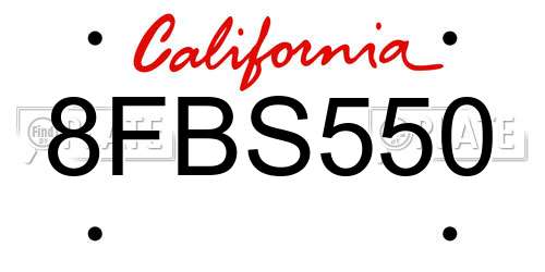8FBS550 California License Plate