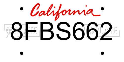 8FBS662 California License Plate