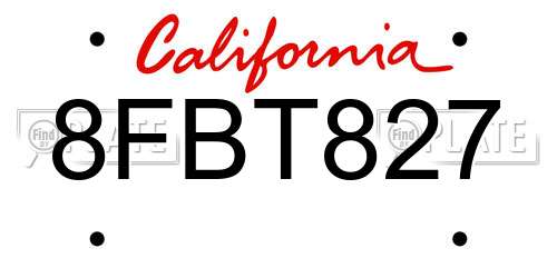 8FBT827 California License Plate