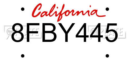8FBY445 California License Plate