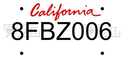 8FBZ006 California License Plate
