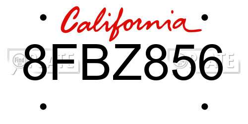 8FBZ856 California License Plate