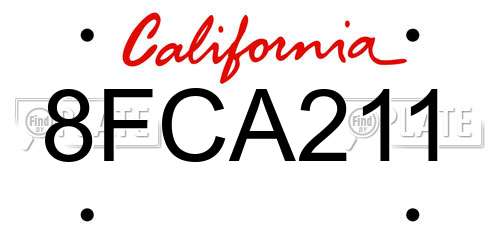 8FCA211 California License Plate