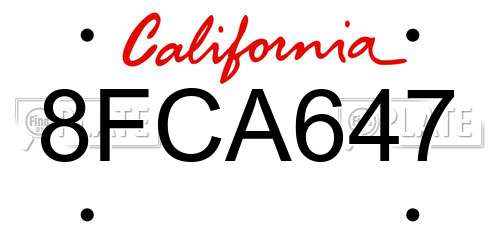 8FCA647 California License Plate