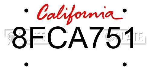 8FCA751 California License Plate