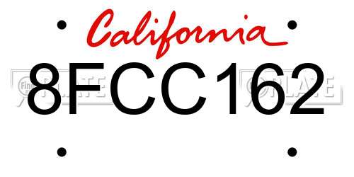 8FCC162 California License Plate