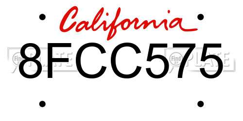 8FCC575 California License Plate
