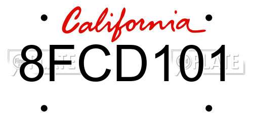 8FCD101 California License Plate