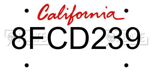 8FCD239 California License Plate