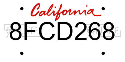 8FCD268 California License Plate