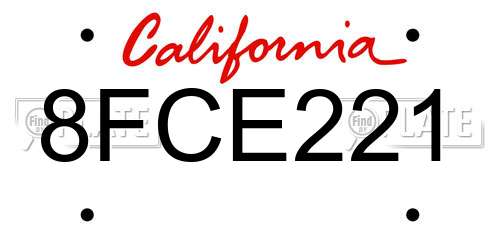 8FCE221 California License Plate