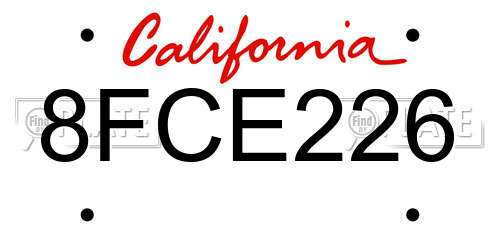 8FCE226 California License Plate
