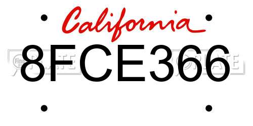 8FCE366 California License Plate